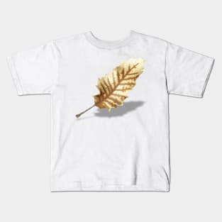 Brown Fall Leaf on White Background Kids T-Shirt